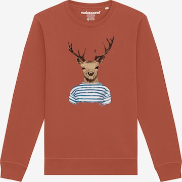 Sweat-shirt ' Hirsch ' Watapparel en marron : devant