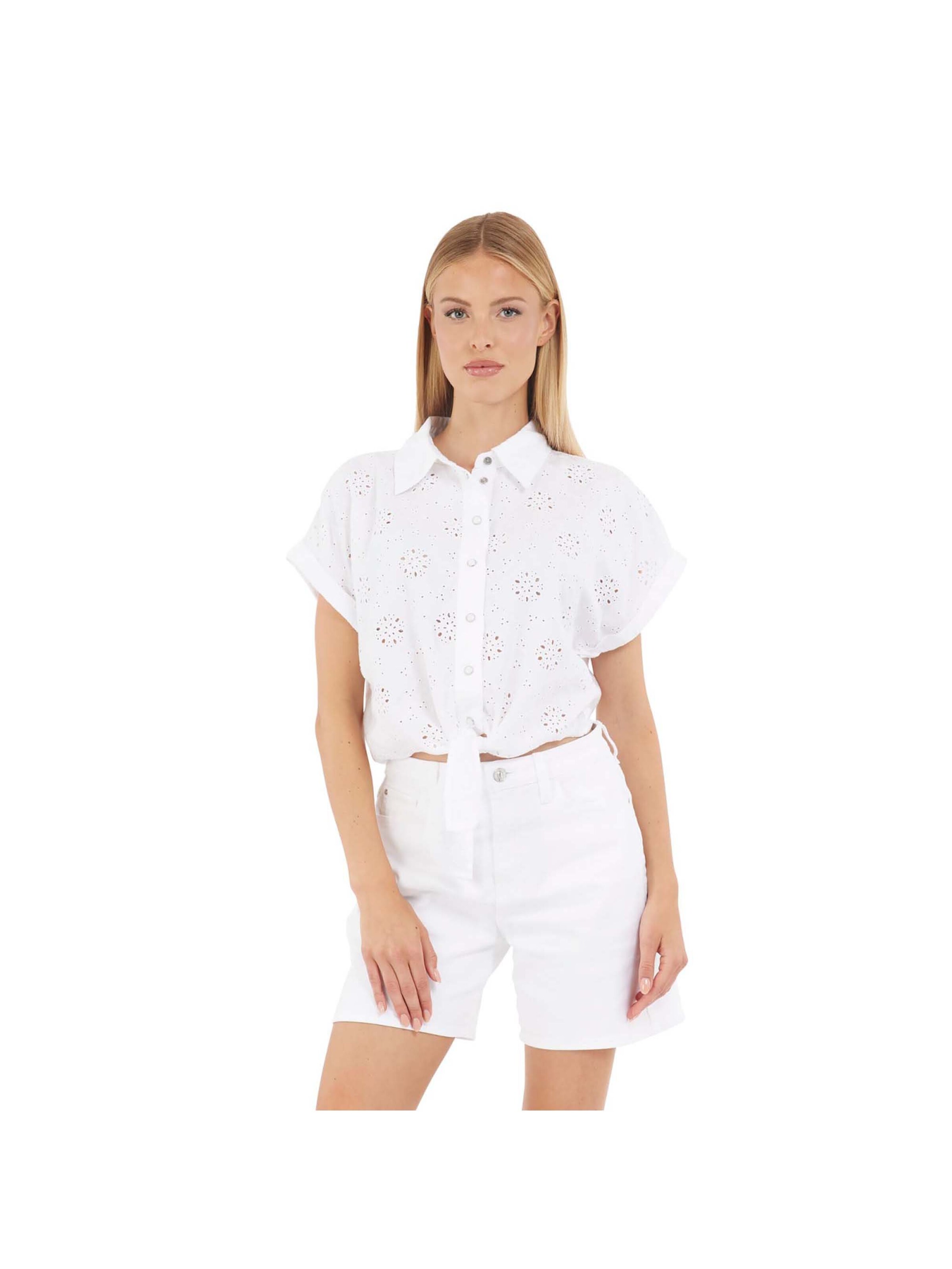 Chemisier 'Brigitte Embro' GUESS en blanc : devant