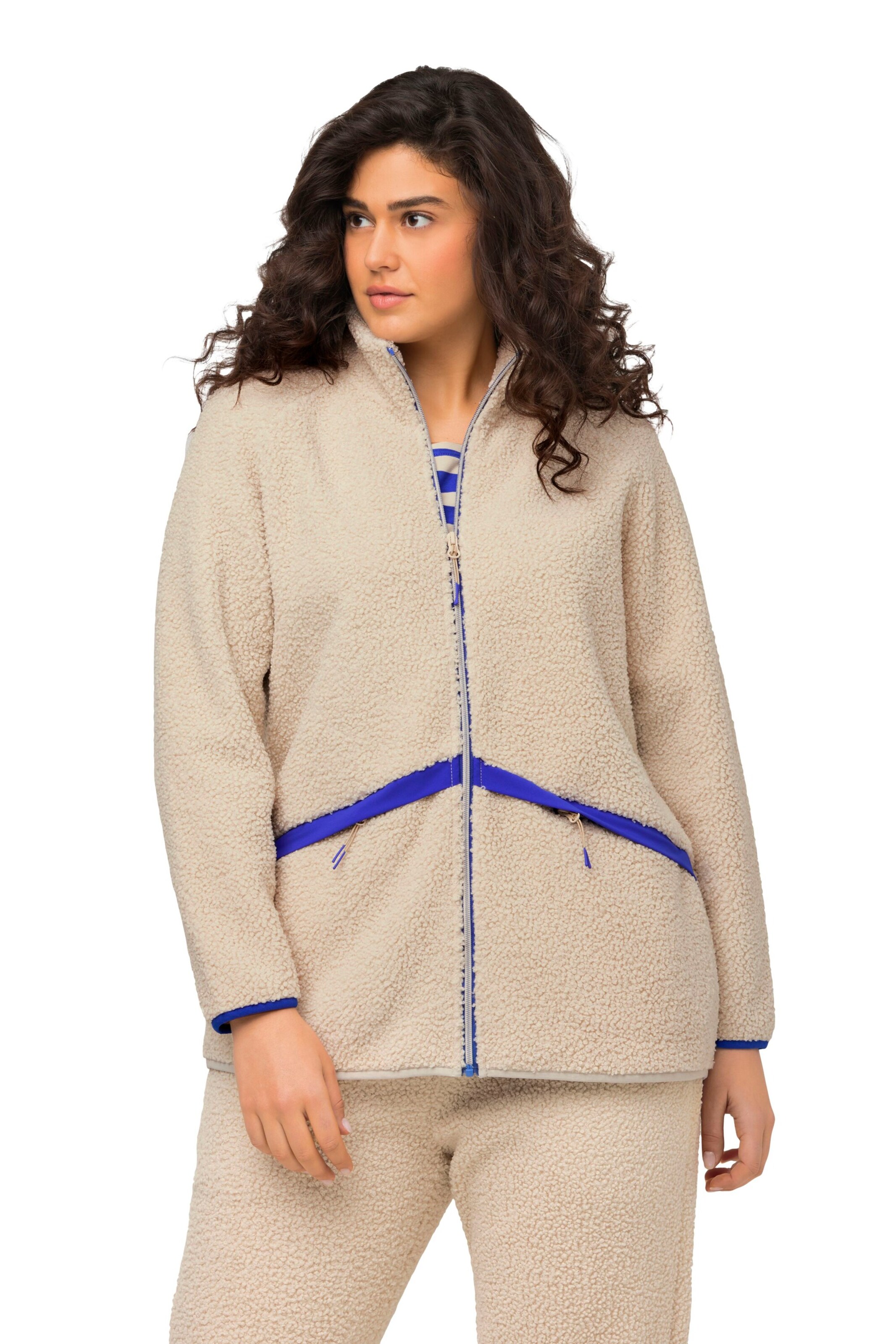 Ulla Popken Fleece jacket in Beige: front