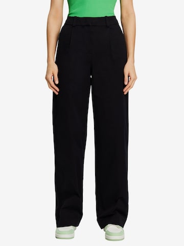 ESPRIT Wide leg Pleat-Front Pants in Black: front