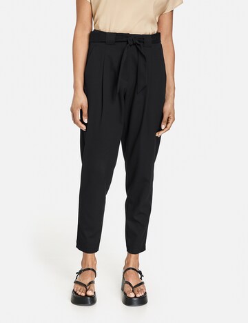 TAIFUN Regular Pleat-Front Pants in Black: front