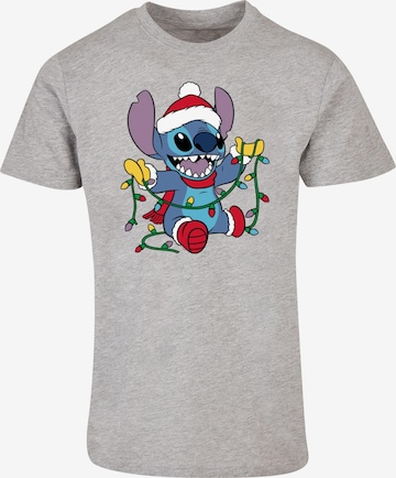 ABSOLUTE CULT Shirt 'Lilo And Stitch - Christmas Lights' in Grijs: voorkant
