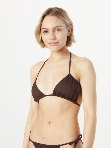 WEEKDAY Triangle Bikini Top in Brown: front