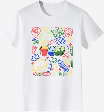 LapaPlus Shirt 'Women Colorful Graffiti TEN Letter Cute Print T-Shirt' in White: front