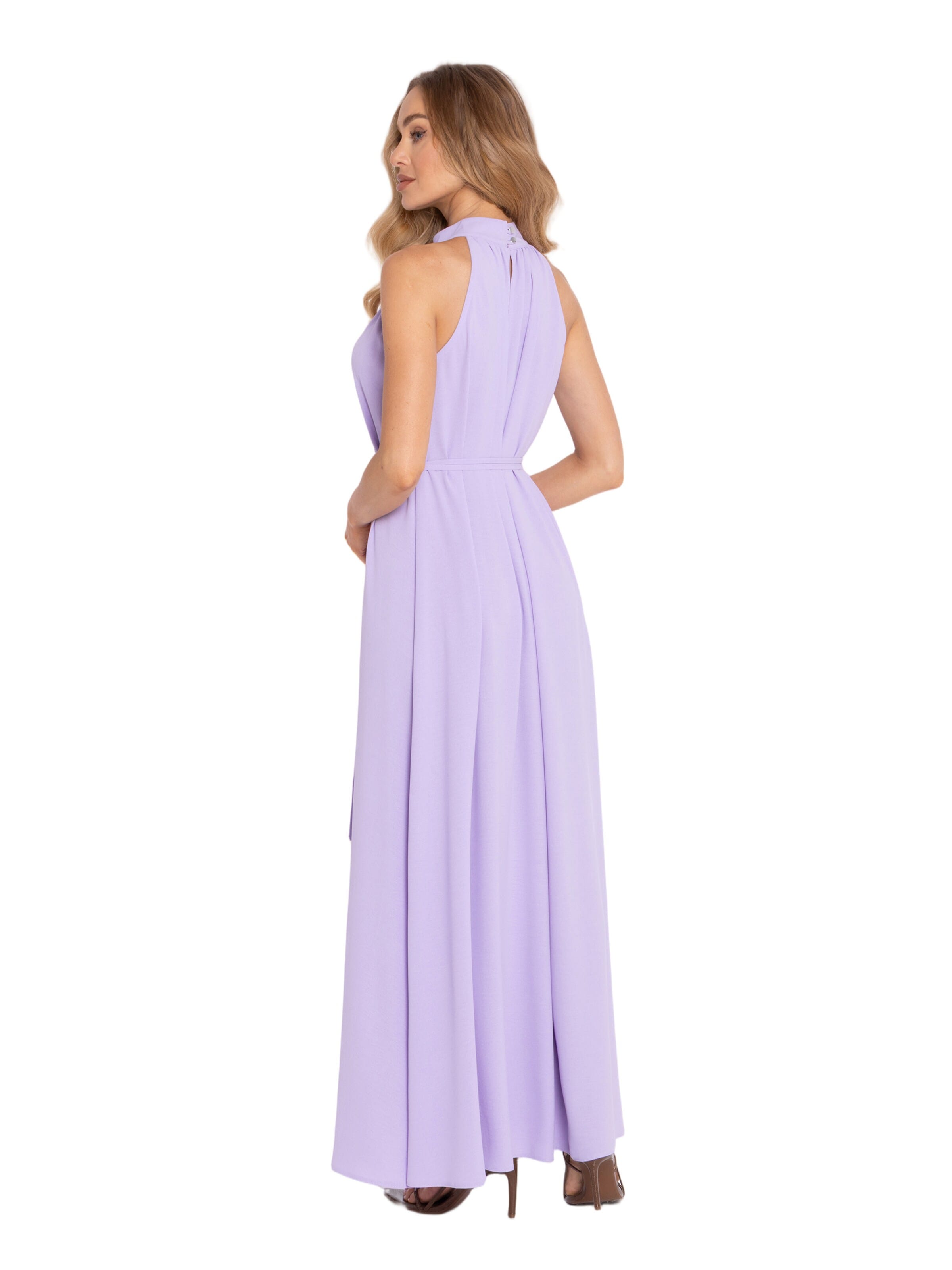 made of emotion Šaty 'Sukienka maxi halter neck z paskiem' – fialová