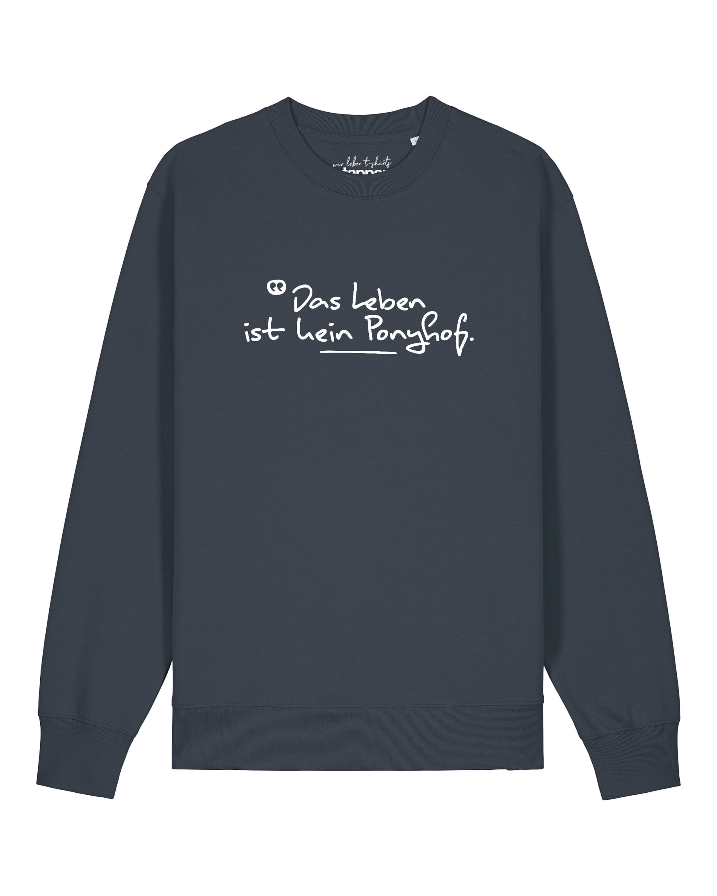 Watapparel Sweatshirt 'Das Leben Ist Kein Ponyhof' in Grijs: voorkant