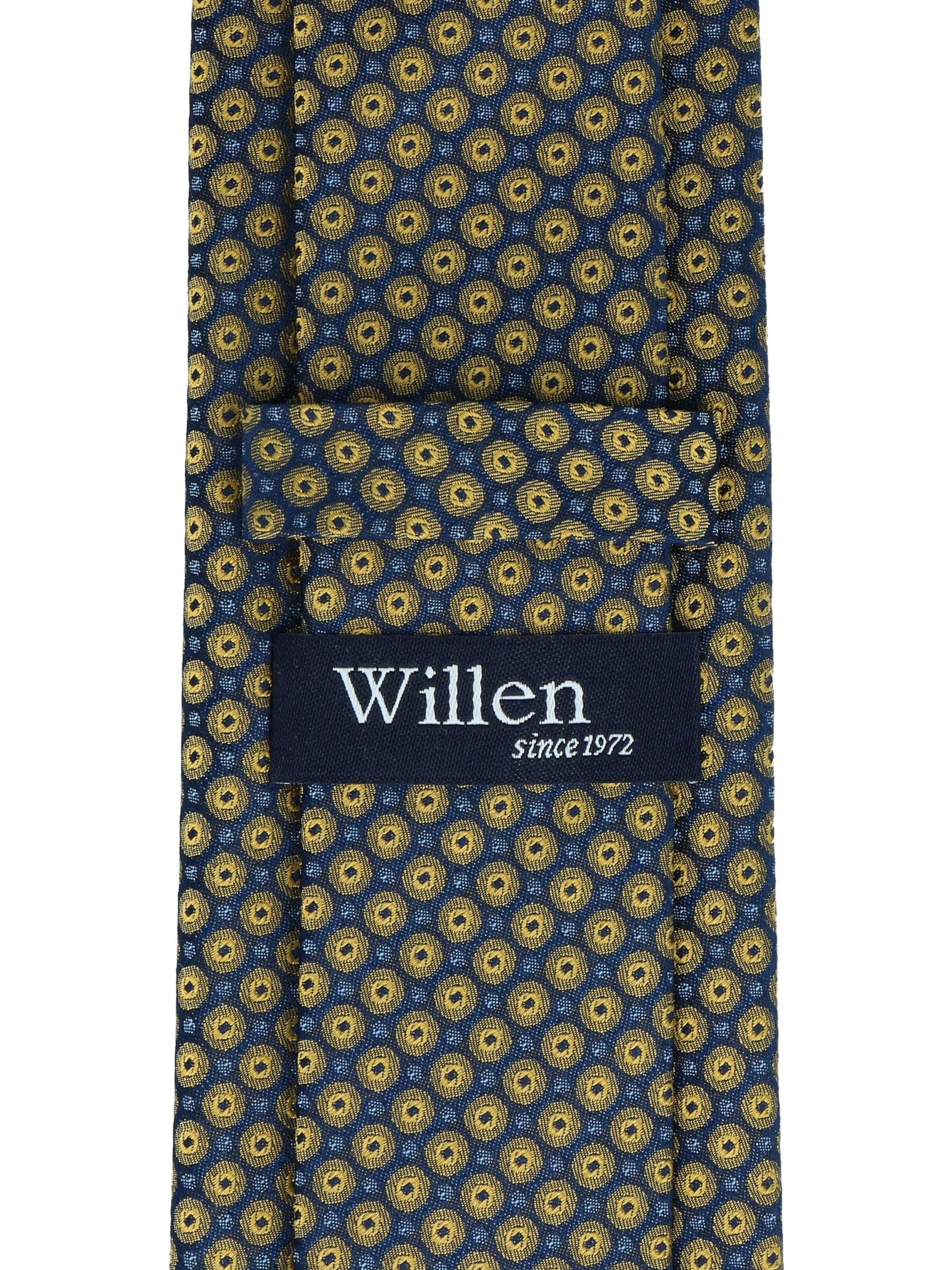 WILLEN Tie 'Kleinmuster Marine' in Yellow