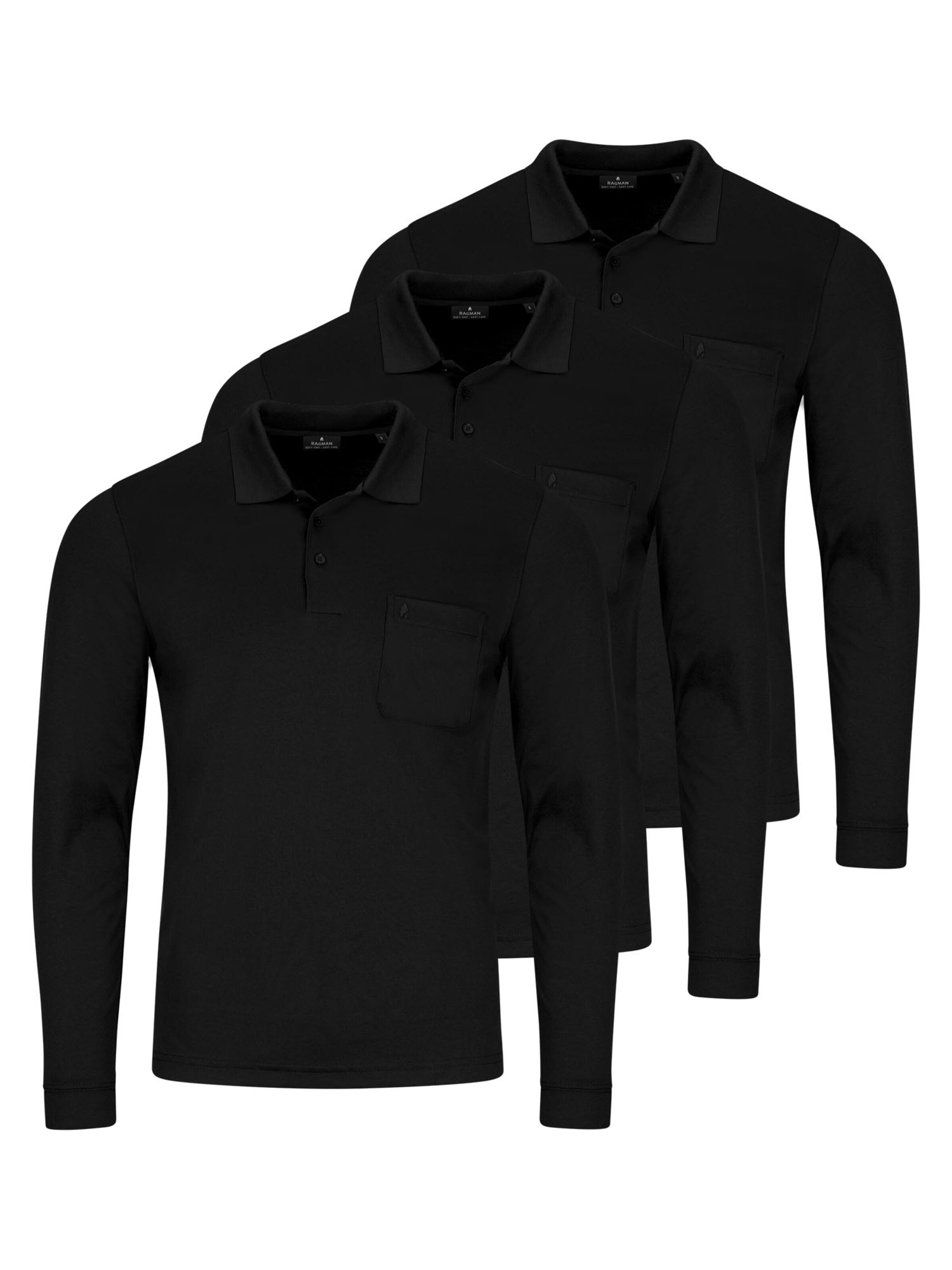 Ragman Shirt 'Basic'‌ in Schwarz: Vorderseite