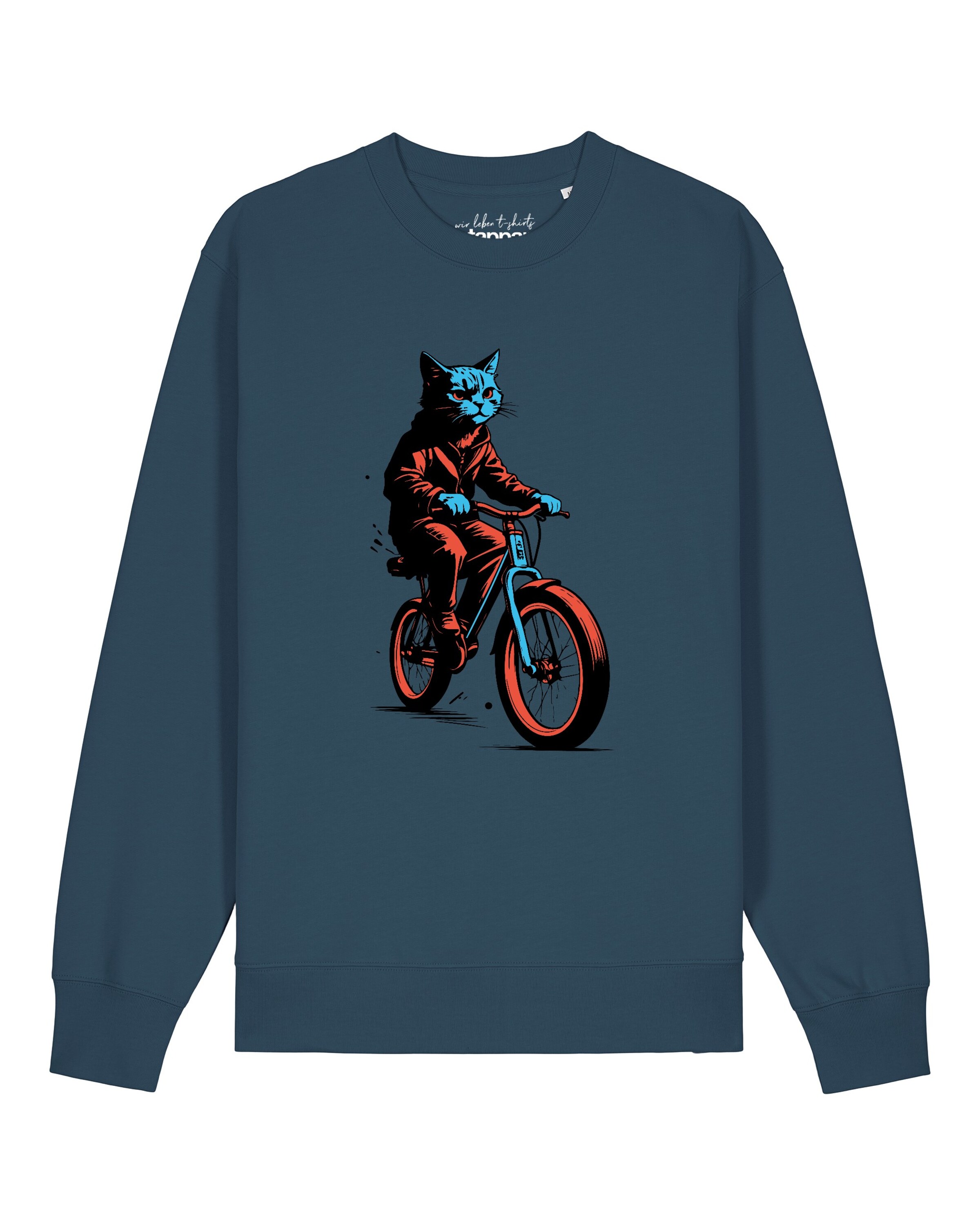 Sweat-shirt 'Katze auf Fahrrad' Watapparel en bleu : devant