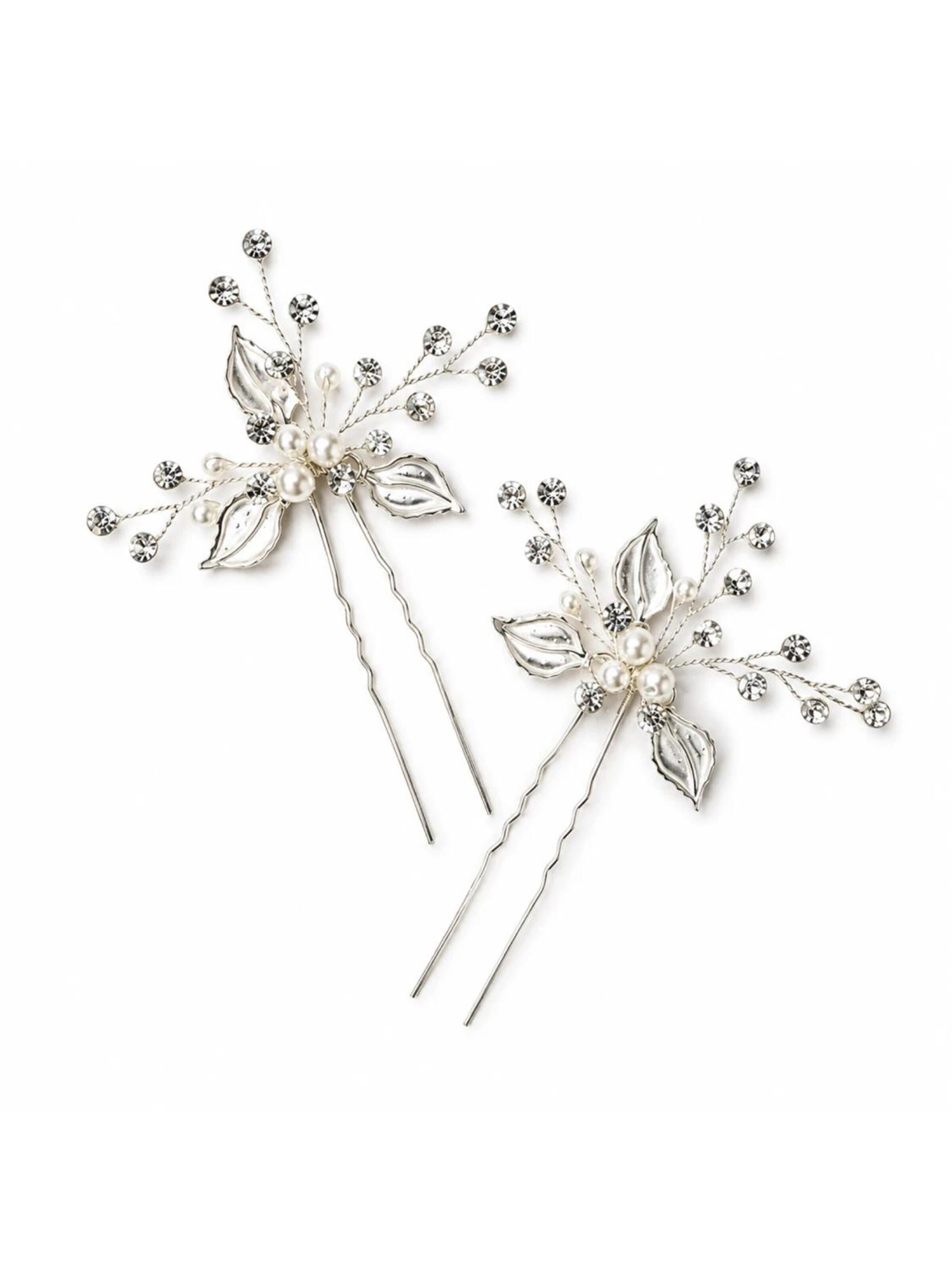 Sally Jane Bridal Ornement pour cheveux 'Hera Hairpins Silver' en One Size en argent, Vue avec produit