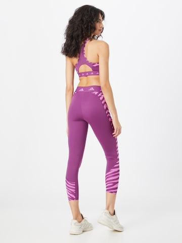ADIDAS PERFORMANCE Skinny Workout Pants 'Hyperglam Techfit High-Waisted Zebra' in Purple