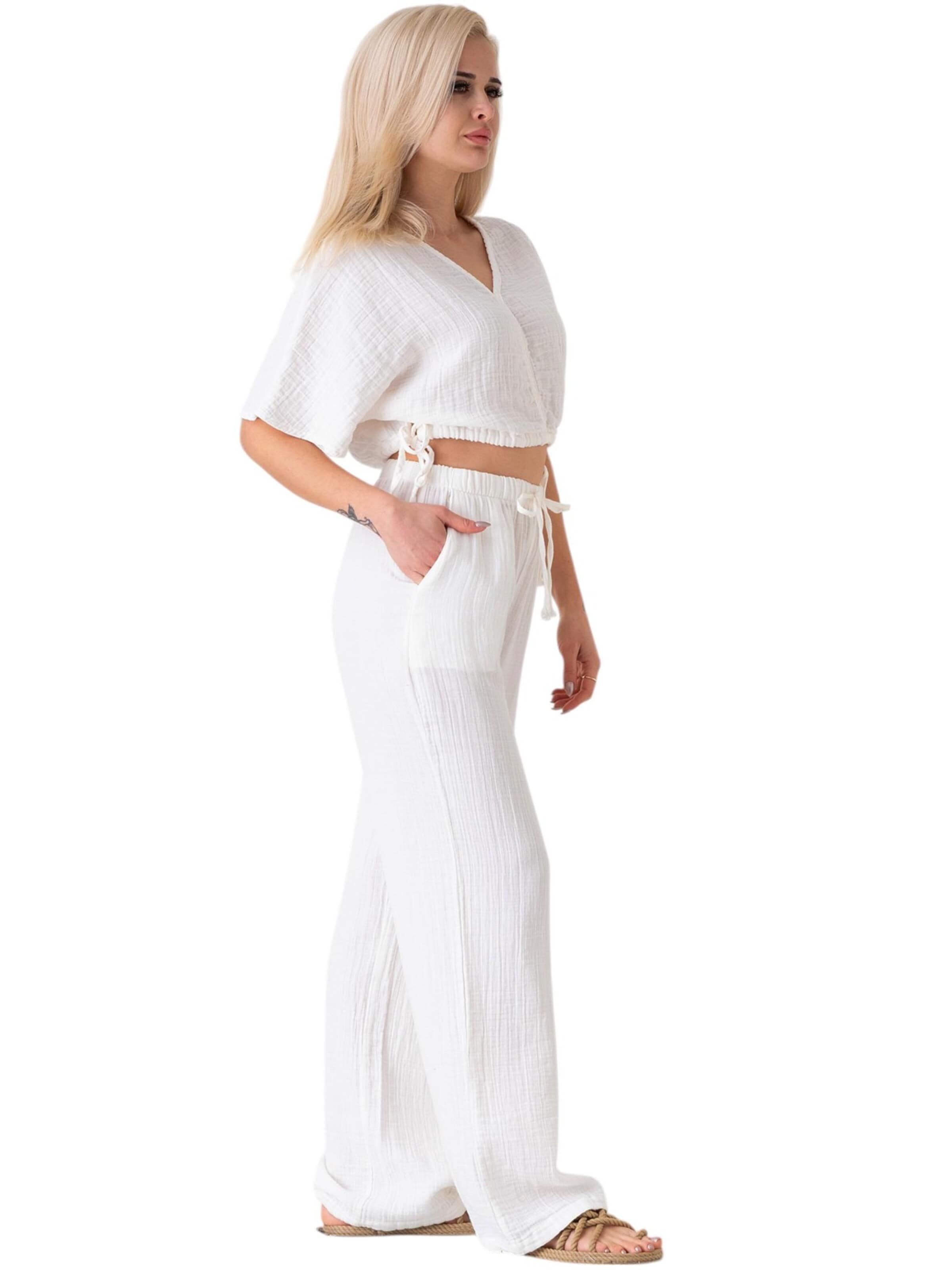 Wide leg Pantaloni 'Eleni' di WENOR in bianco