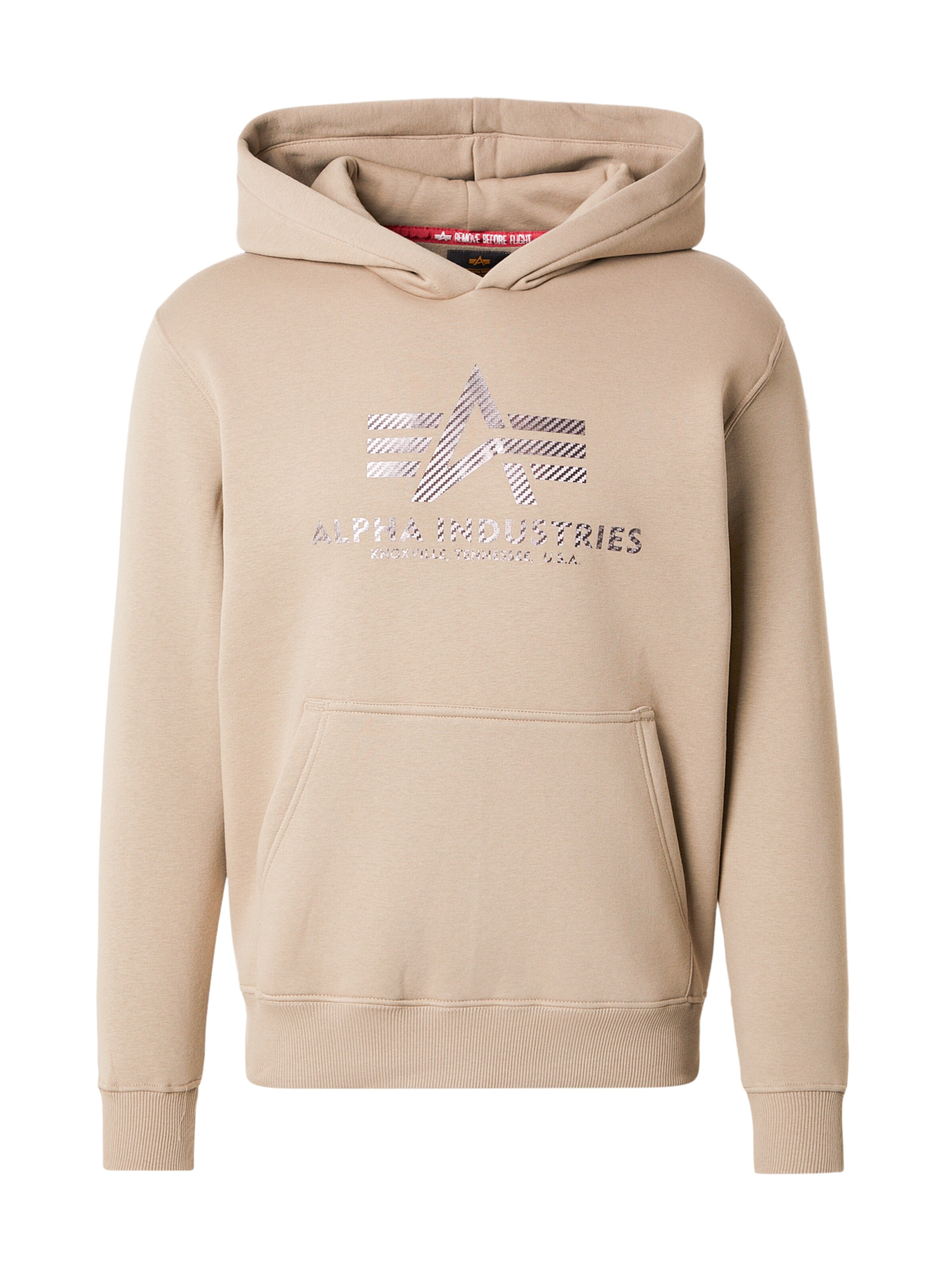 ALPHA INDUSTRIES Tréning póló 'Carbon' - bézs: elől