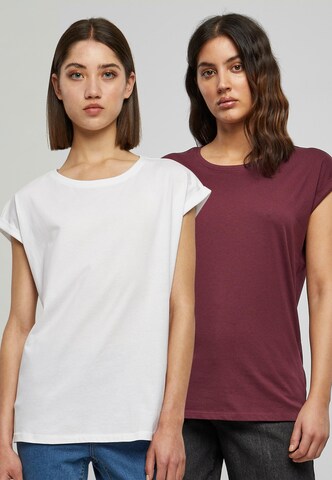 Maglietta ' Ladies Extended Shoulder Tee 2-Pack ' di Urban Classics in bianco: frontale