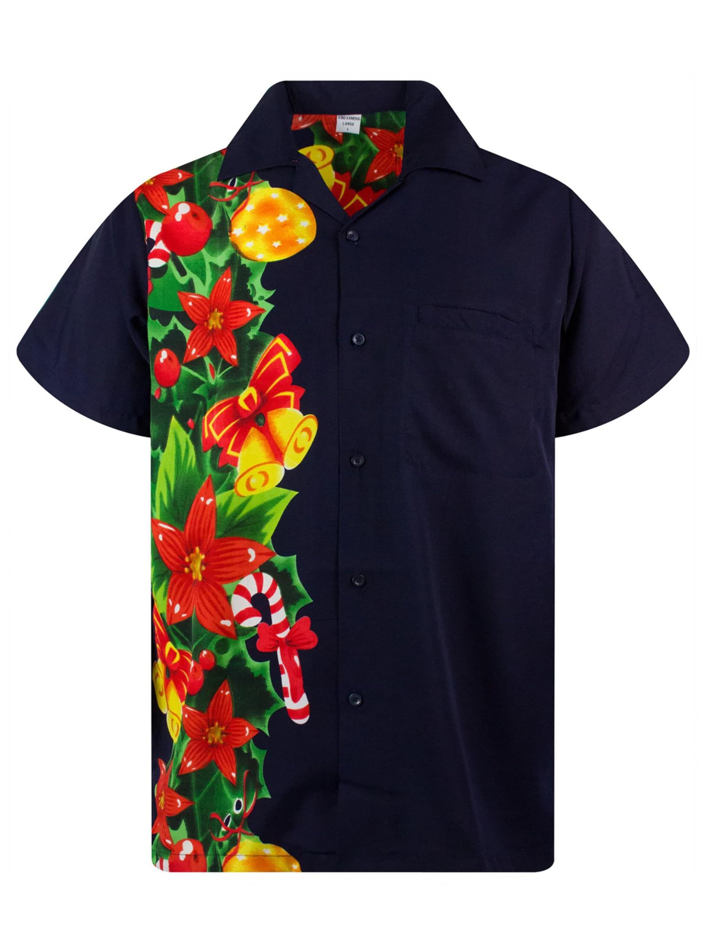 Chemise 'Christmas Wedding' King Kameha en bleu : devant