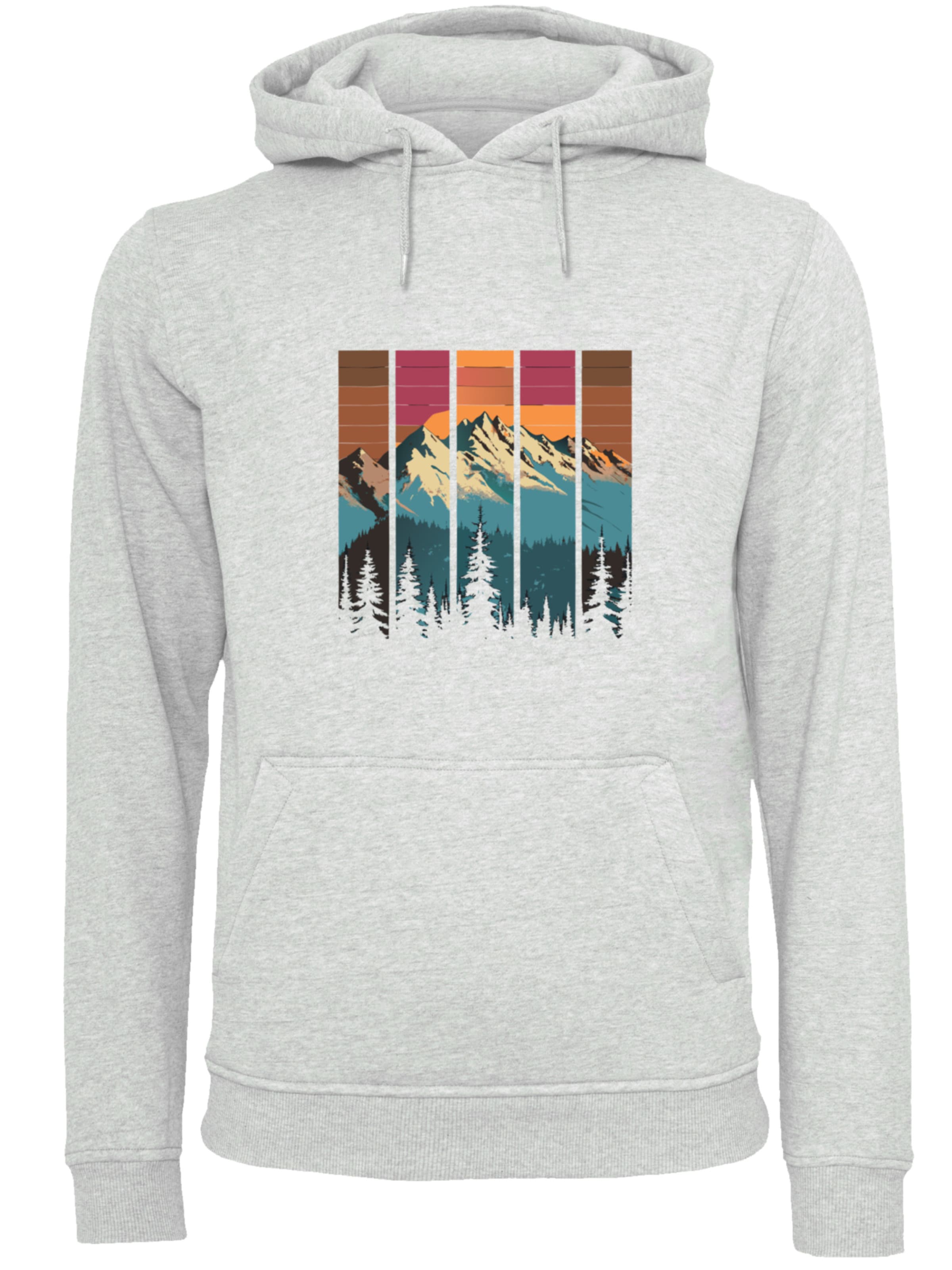 F4NT4STIC Sweatshirt 'Berg Sonnenuntergang Retro' in Grey: front
