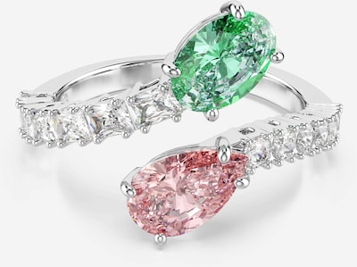 Swarovski Sormus koossa 60 värissä vihreä / roosa / hopea, Tuotenäkymä