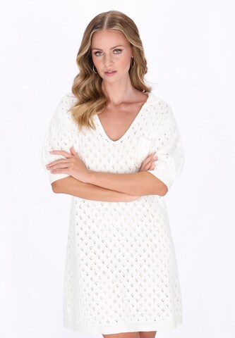 Robes en maille DreiMaster Vintage en blanc : devant