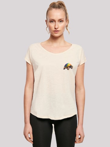 F4NT4STIC Shirt 'Rainbow Turtle' in Beige: voorkant