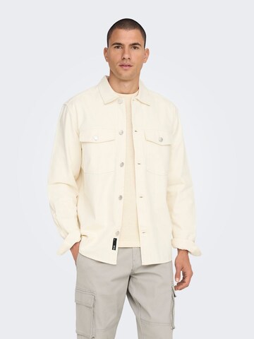 Only & Sons - Regular Fit Camisa 'Tron' em branco: frente