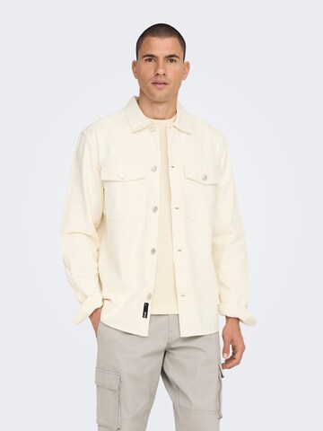 Only & Sons Regular fit Button Up Shirt 'Tron' in White: front