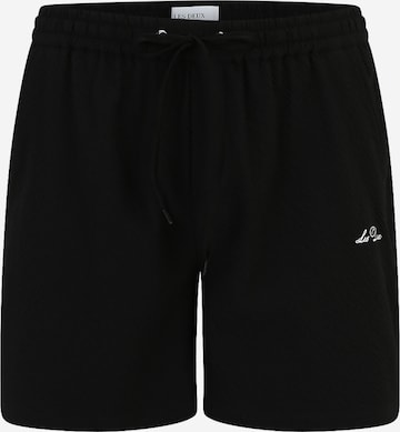 Les Deux Athletic Swim Trunks 'Stan Seersucker' in Black: front