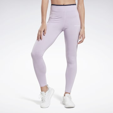 Reebok - Skinny Calças de desporto em roxo: frente