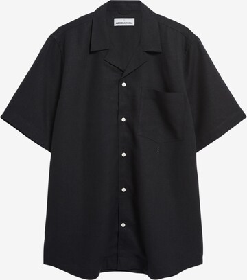 ARMEDANGELS Comfort fit Button Up Shirt ' LOVAAR LINO ' in Black: front