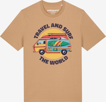 Maglietta ' Travel and surf ' di Watapparel in beige: frontale