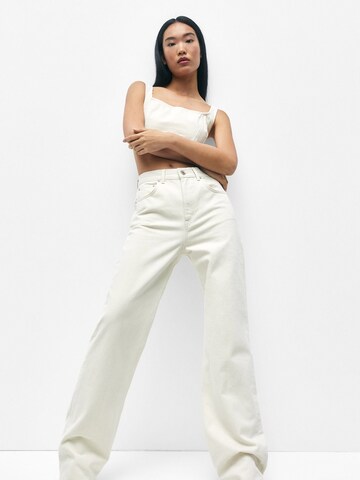 Pull&Bear Wide Leg Jeans in Beige