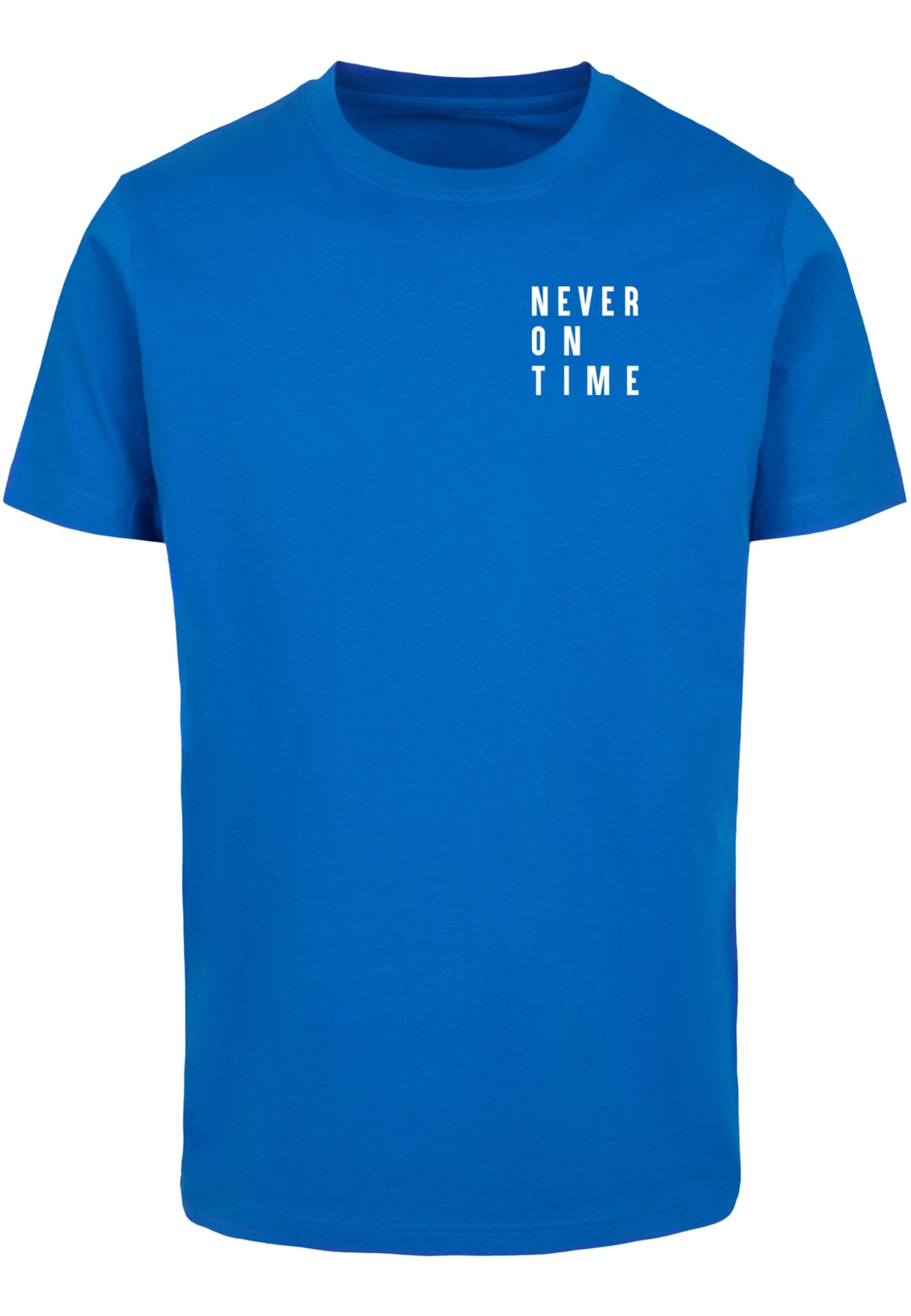 Merchcode Shirt 'Never On Time' in Blue: front