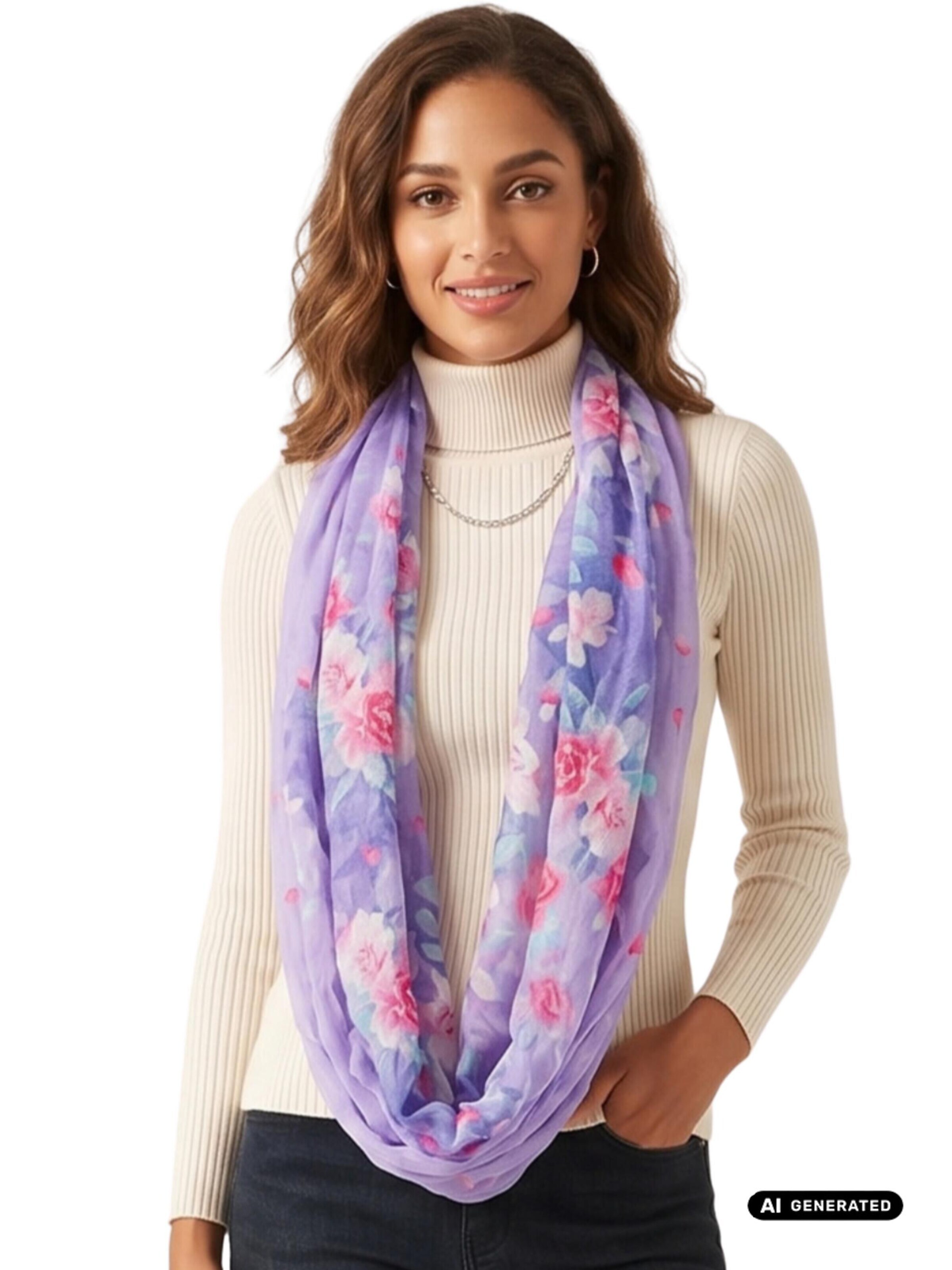 AvaMia Tube Scarf 'Schlauschal Blume' in Purple: front