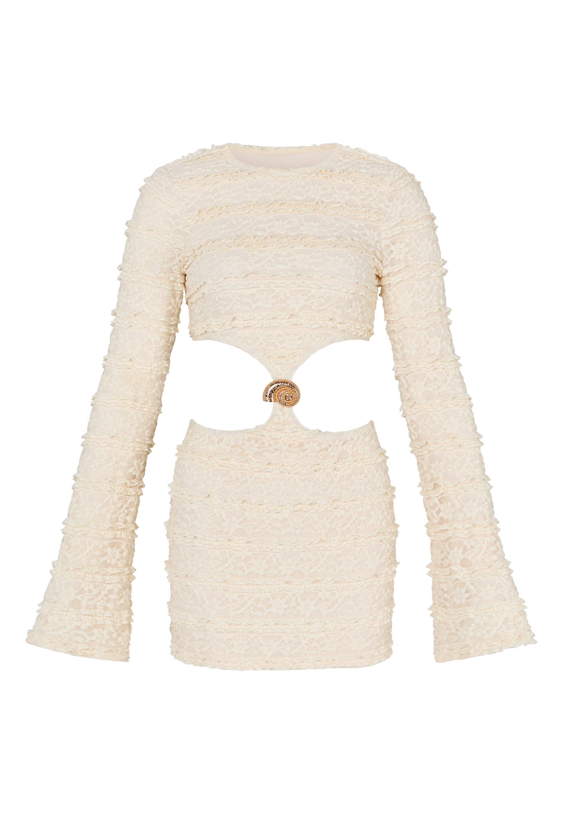 Moda Minx Beach dress 'Lace Nautilus Shell' in Beige: front
