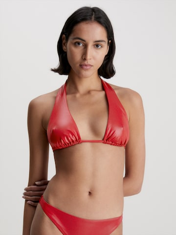 Calvin Klein Swimwear Triangle Bikini Top in Red: front