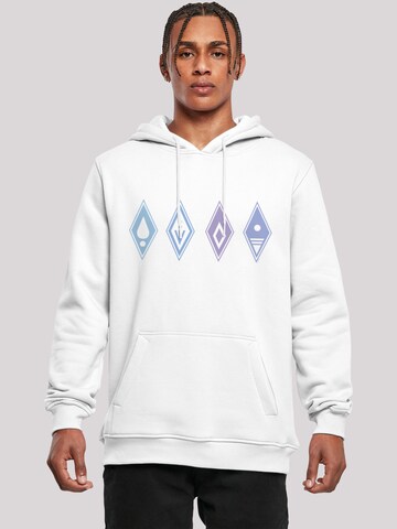 Sweat-shirt 'Disney Frozen 2 Symbols' F4NT4STIC en blanc : devant