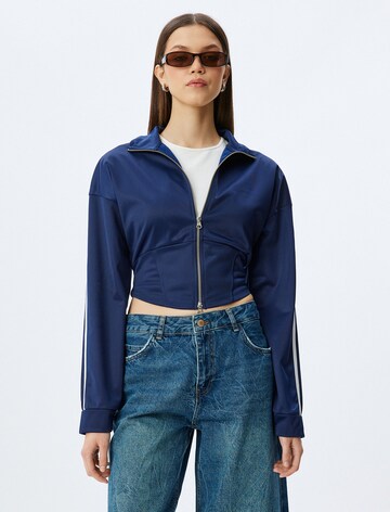Koton Zip-Up Hoodie in Blue: front
