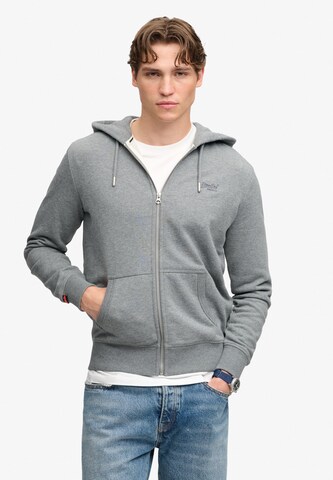 Superdry & Co Ζακέτα φούτερ 'ESSENTIAL' σε γκρι: μπροστά