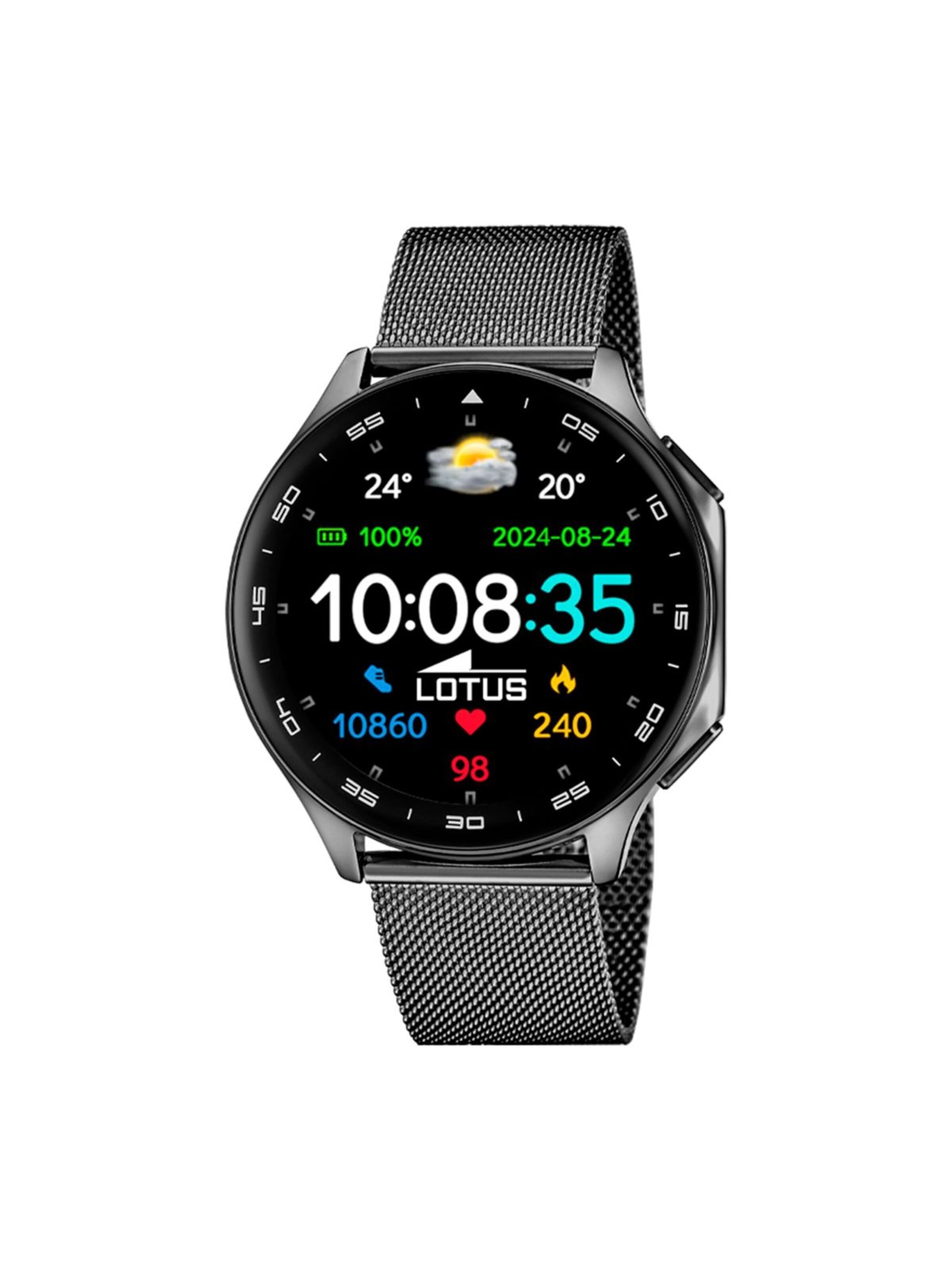 Montre digitale Lotus en noir : devant