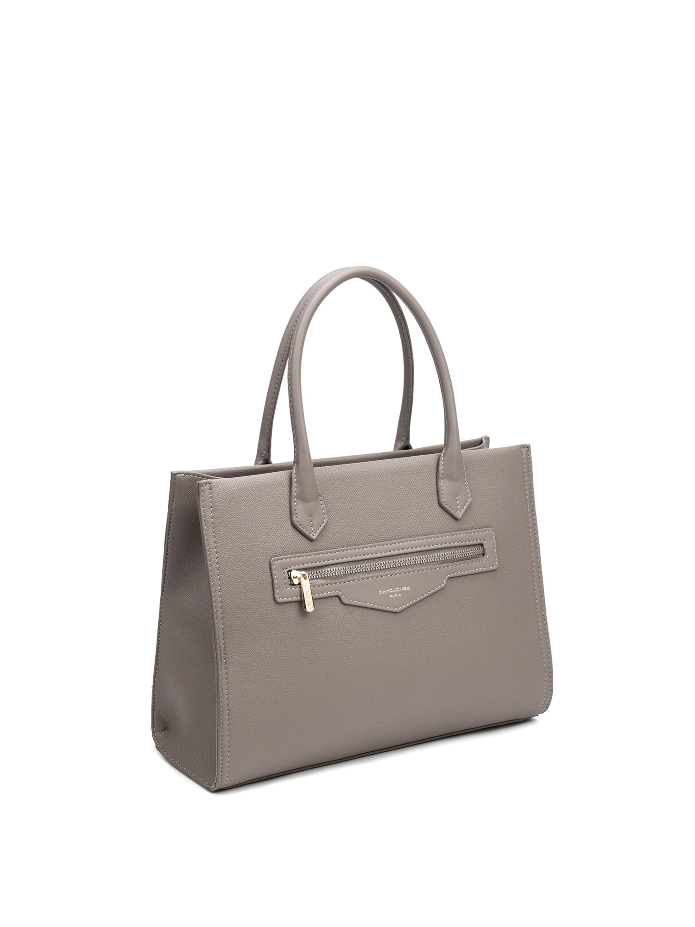 Borsa a mano 'Borsa a Mano Donna Vegan Leather con Zip e Tracolla Rimovibile - David Jones' di David Jones in grigio