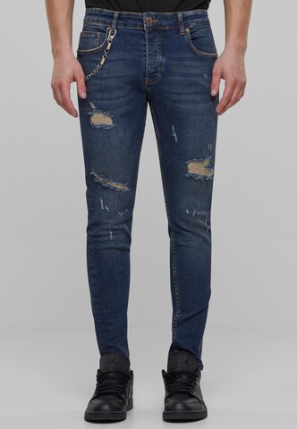 2Y Premium Skinny Jeans in Blauw: voorkant