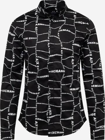 ARMANI EXCHANGE Slim fit Button Up Shirt in Black: front