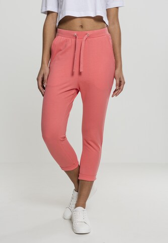 Urban Classics Zúžený Kalhoty 'Terry ' – pink: přední strana