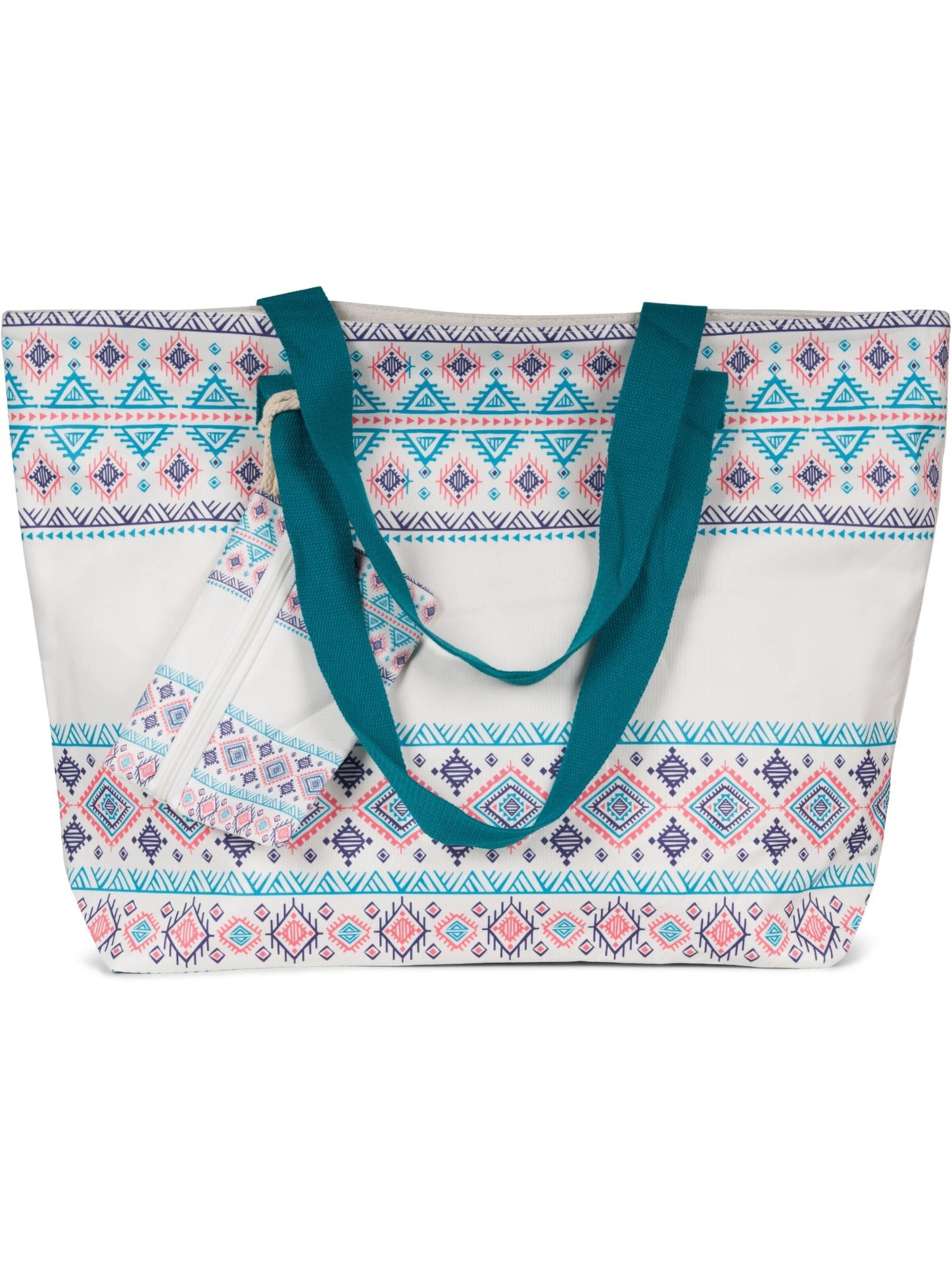 styleBREAKER Strandtasche 'Strandtasche Azteken Muster - Boho'‌‌‌‌‌‌‌‌‌‌ in One Size in petrol, Produktansicht
