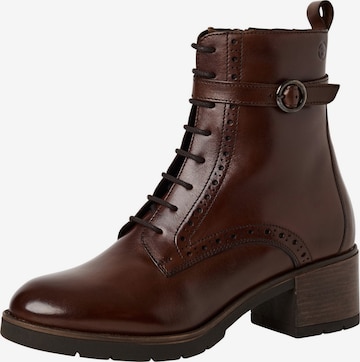 Tamaris - Botines con cordones en marrón: frente