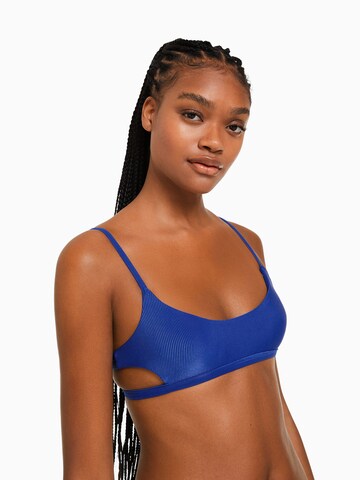 Bershka Bustier Bikini zgornji del | modra barva