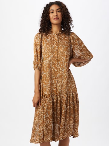 SECOND FEMALE Shirt Dress 'Fijito' in Brown: front