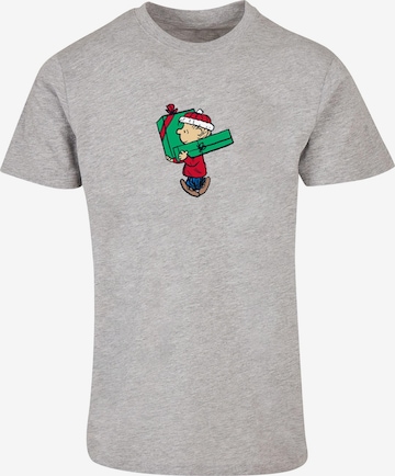Merchcode T-Shirt 'Peanuts Charlies Presents' in Grau: predná strana