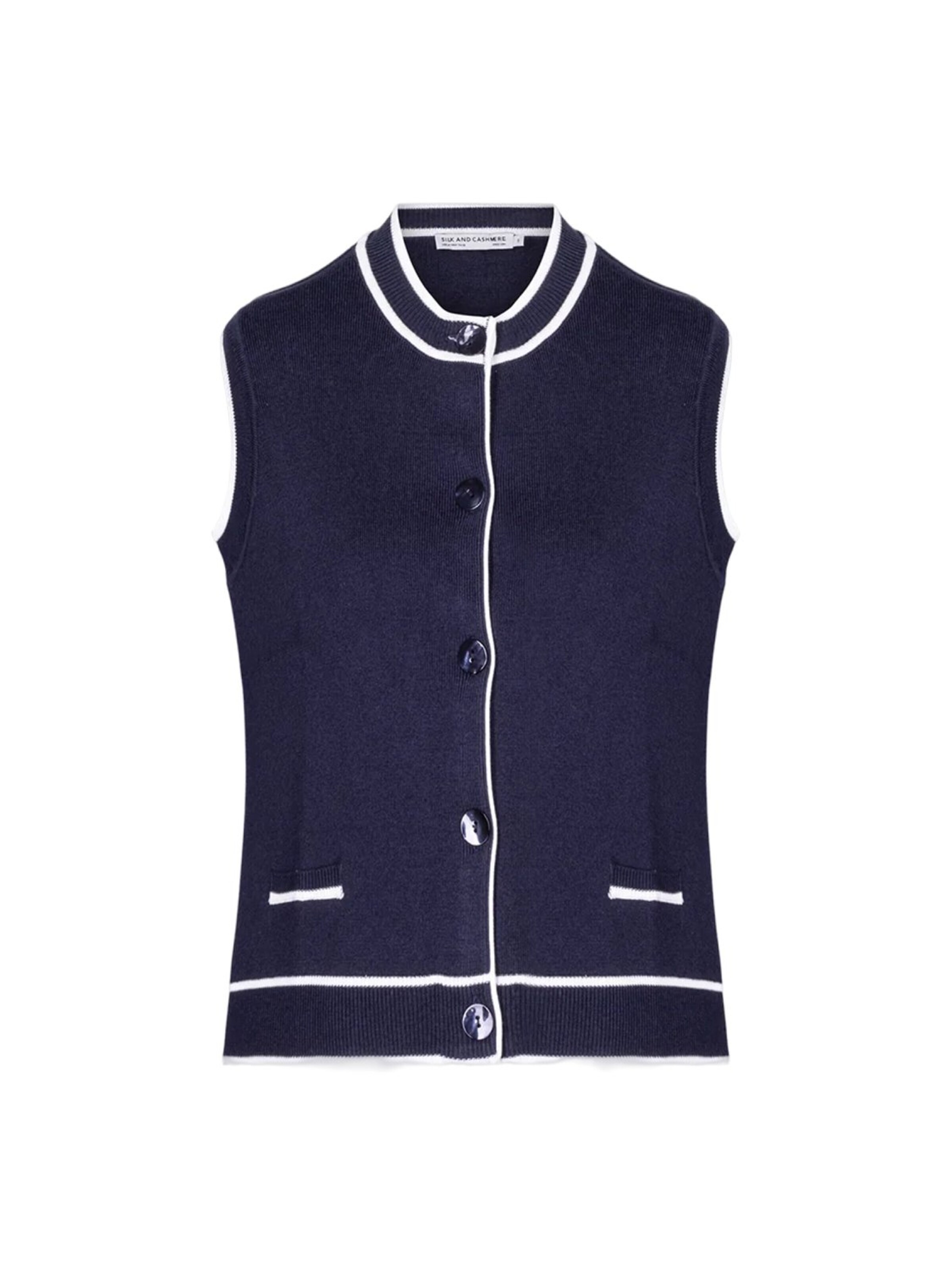 SILK & CASHMERE Knitted vest in Blue: front