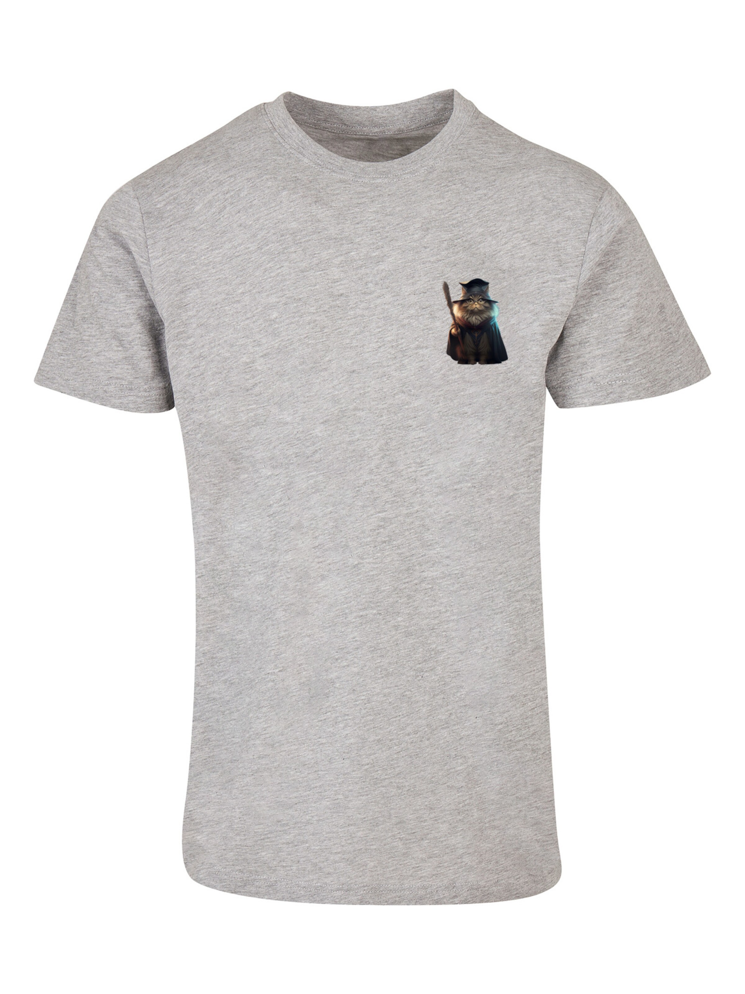 F4NT4STIC T-Shirt 'Wizard Cat' in Grau: Vorderseite
