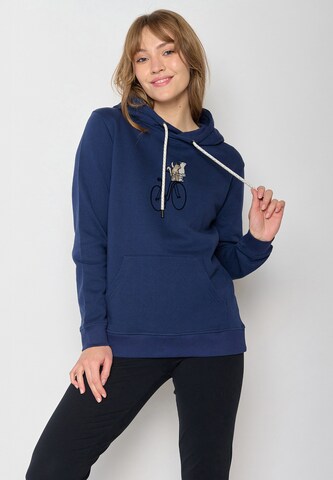GREENBOMB Sweatshirt 'Bike Cats Basket' in Blauw: voorkant